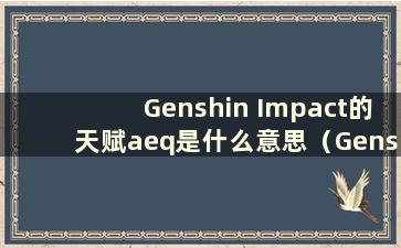 Genshin Impact的天赋aeq是什么意思（Genshin Impact的e技能是什么）